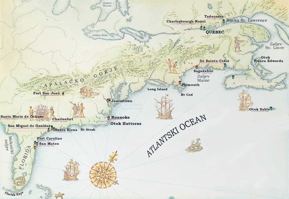 karta istočne obale Sjeverne Amerike